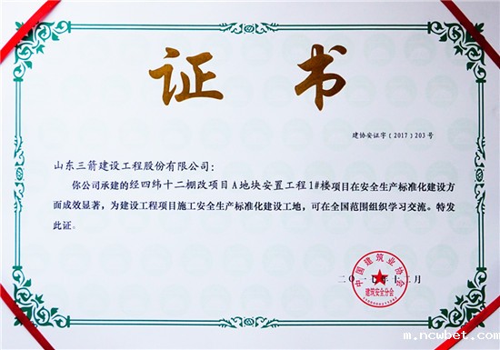 点点taptap国际经四纬十二棚改项目1号楼获评国家AAA级建设工程项目施工安全生产标准化工地